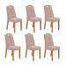 Conjunto com 6 Cadeiras Vênus Veludo Creme e Amêndoa