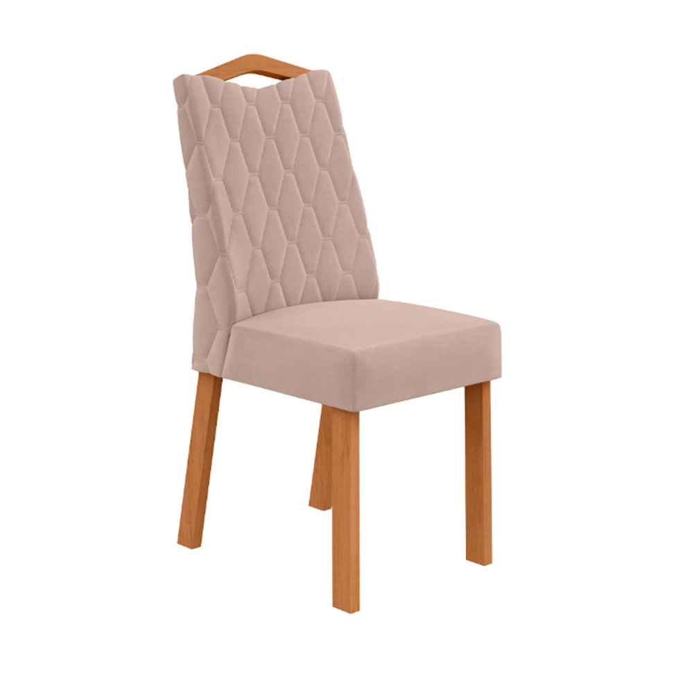 Conjunto com 6 Cadeiras Vênus Veludo Creme e Amêndoa