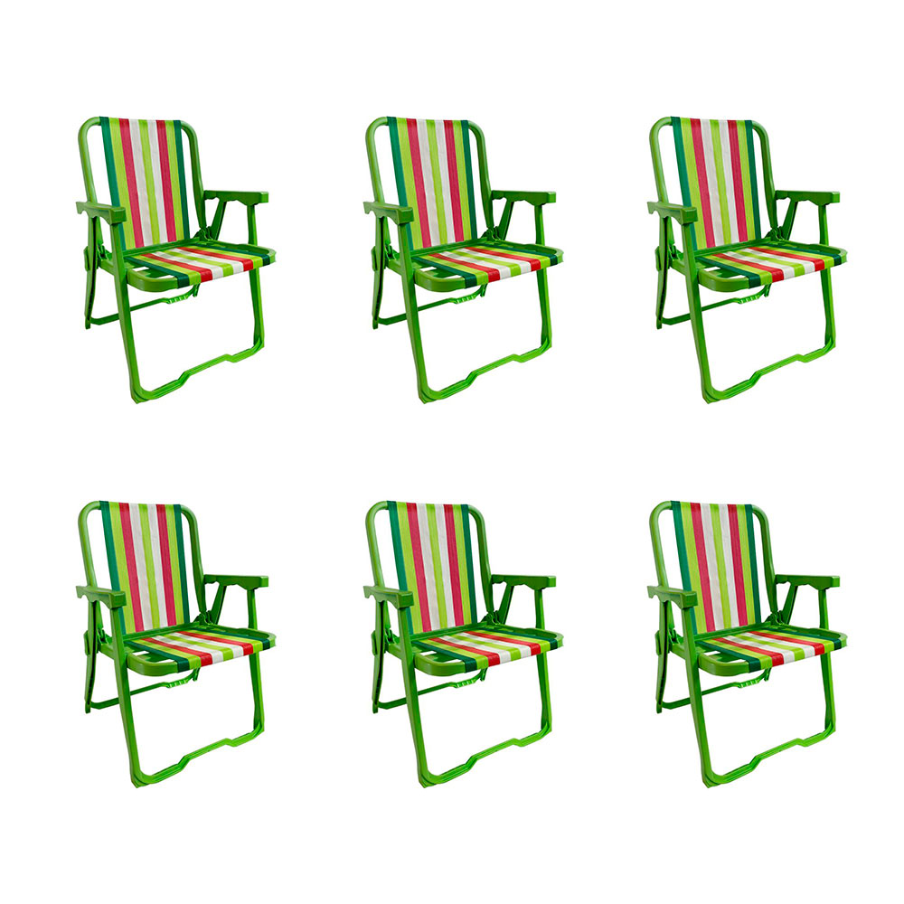Conjunto com 6 Cadeiras de Praia Peruíbe Verde