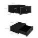 Conjunto com Mesa de Cabeceira e Penteadeira Suspensas Strass 3 Gavetas Preto