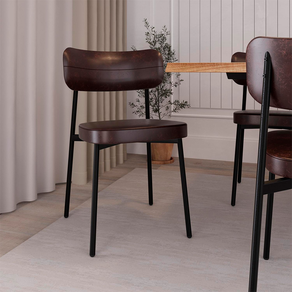Conjunto de 2 Cadeiras Alloa Café e Preta