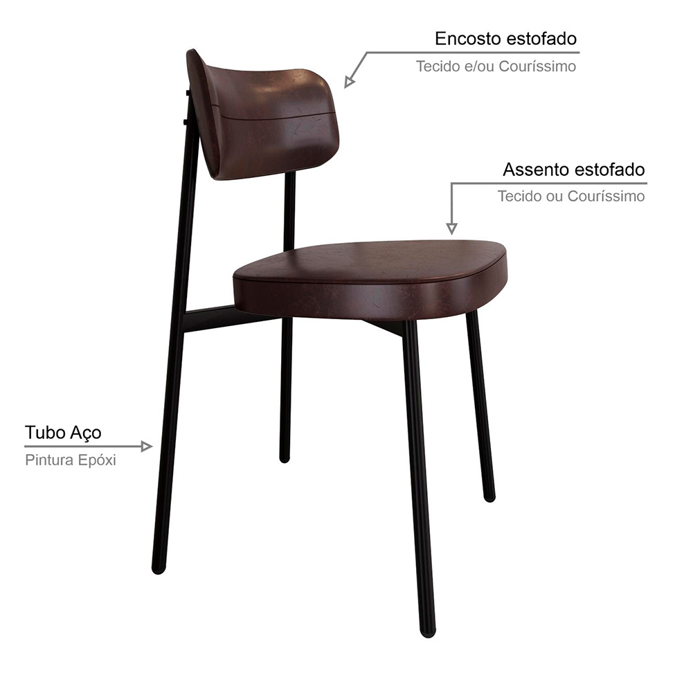 Conjunto de 2 Cadeiras Alloa Café e Preta