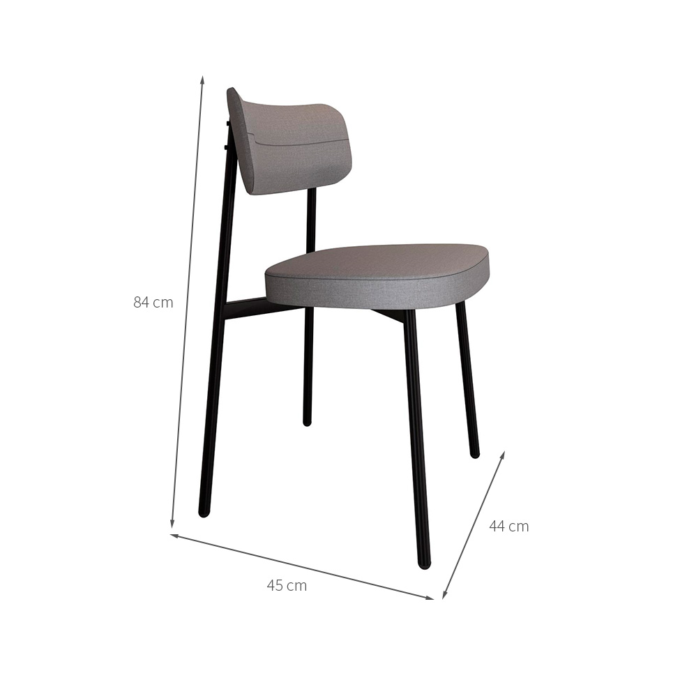 Conjunto de 2 Cadeiras Alloa Cinza Claro e Preta