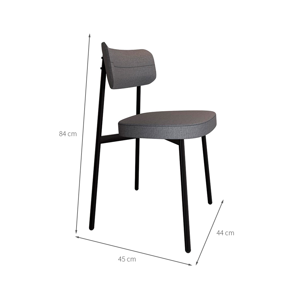 Conjunto de 2 Cadeiras Alloa Cinza e Preta