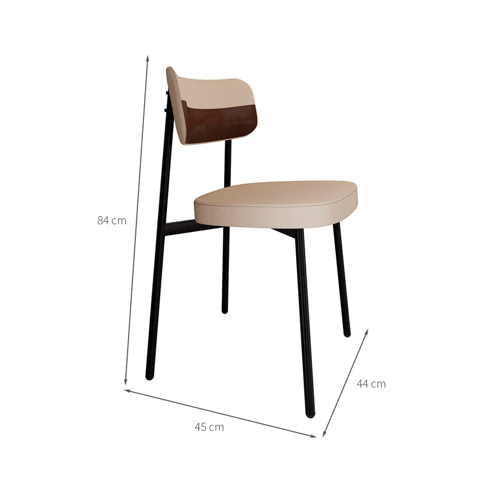 Conjunto de 2 Cadeiras Alloa com Detalhe Marrom Polipropileno Areia