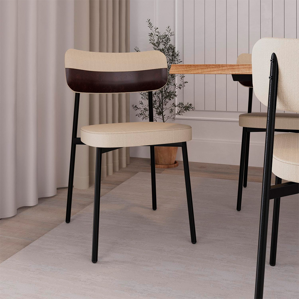 Conjunto de 2 Cadeiras Alloa com Detalhe Marrom Polipropileno Areia e Preta