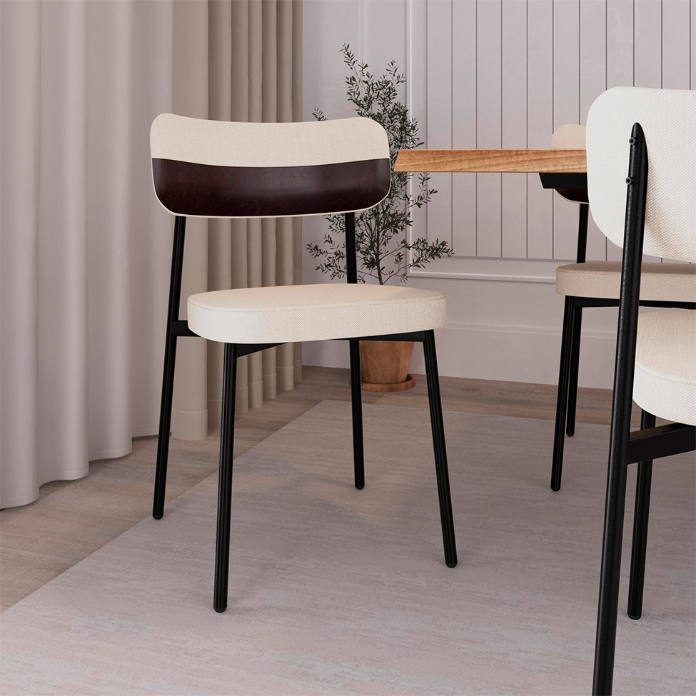 Conjunto de 2 Cadeiras Alloa com Detalhe Marrom Polipropileno Branca