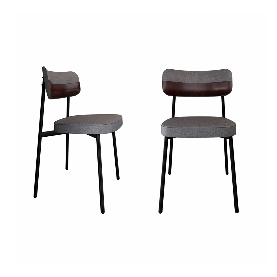 Conjunto de 2 Cadeiras Alloa com Detalhe Marrom Polipropileno Cinza