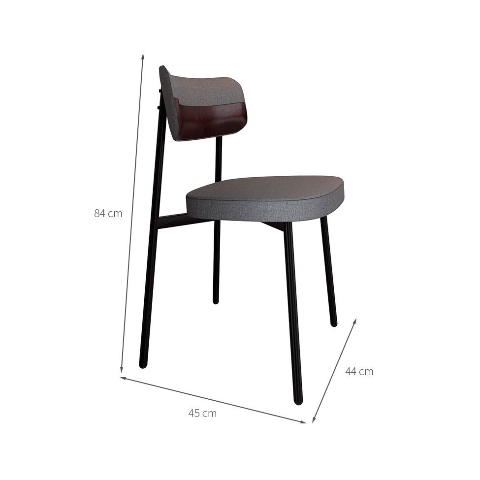Conjunto de 2 Cadeiras Alloa com Detalhe Marrom Polipropileno Cinza