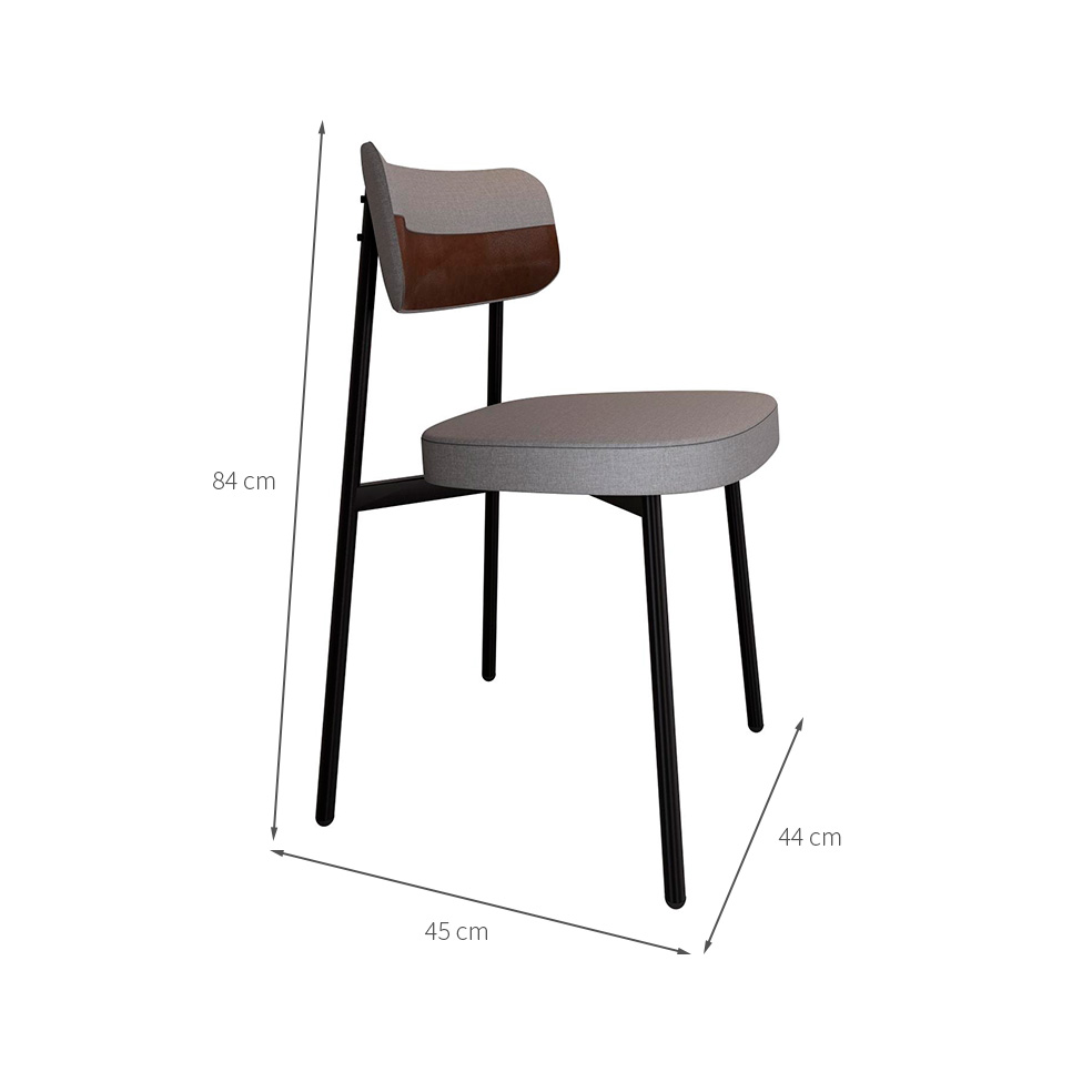 Conjunto de 2 Cadeiras Alloa com Detalhe Marrom Polipropileno Cinza Claro e Preta