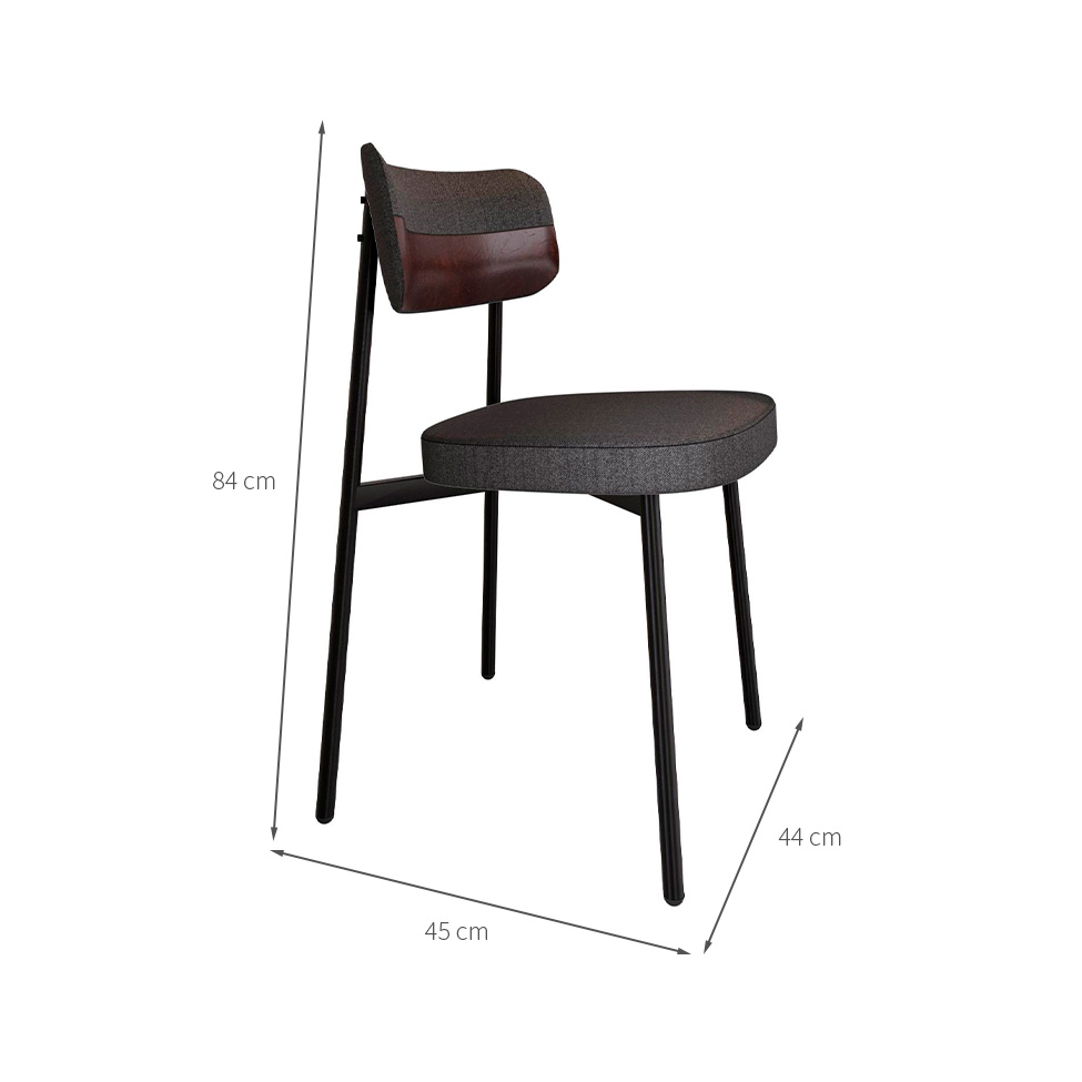 Conjunto de 2 Cadeiras Alloa com Detalhe Marrom Polipropileno Grafite