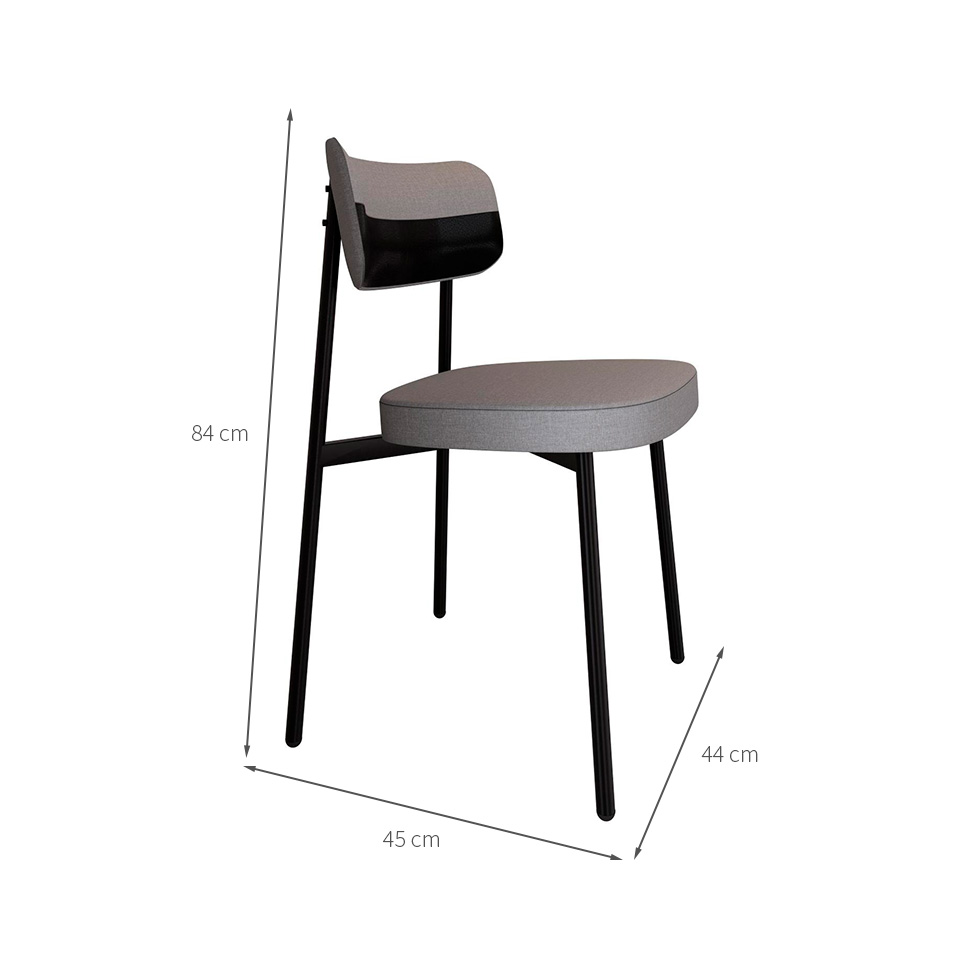 Conjunto de 2 Cadeiras Alloa com Detalhe Preto Polipropileno Cinza Claro e Preta