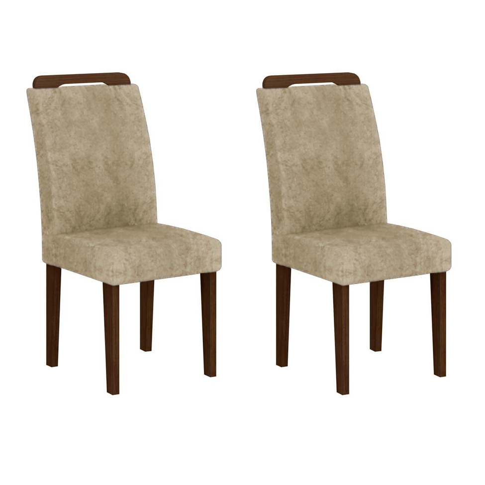 Conjunto de 2 Cadeiras de Jantar Athenas Castor Suede Amassado Chocolate