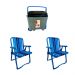 Conjunto de 2 Cadeiras de Praia Perúibe Azul com Caixa Térmica 34 L