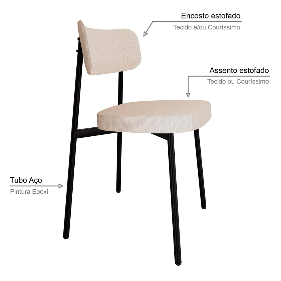 Conjunto de 4 Cadeiras Alloa Branca e Preta