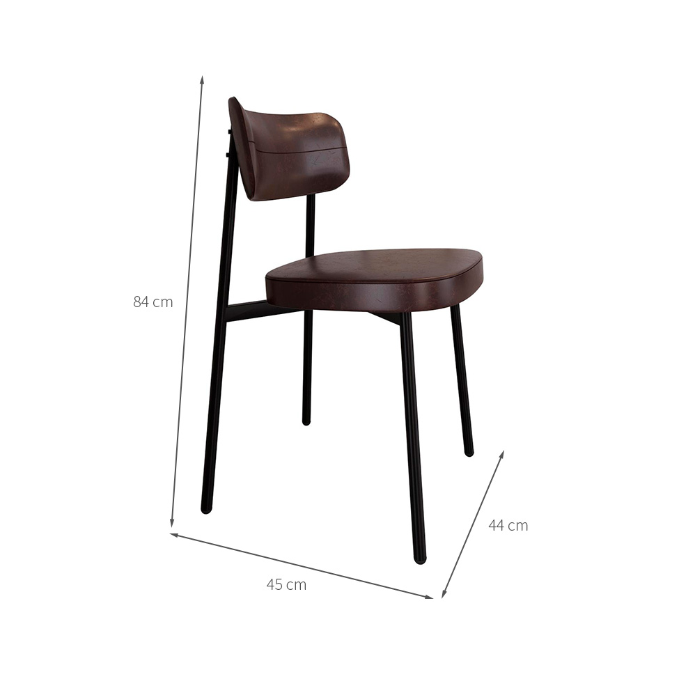 Conjunto de 4 Cadeiras Alloa Café e Preta