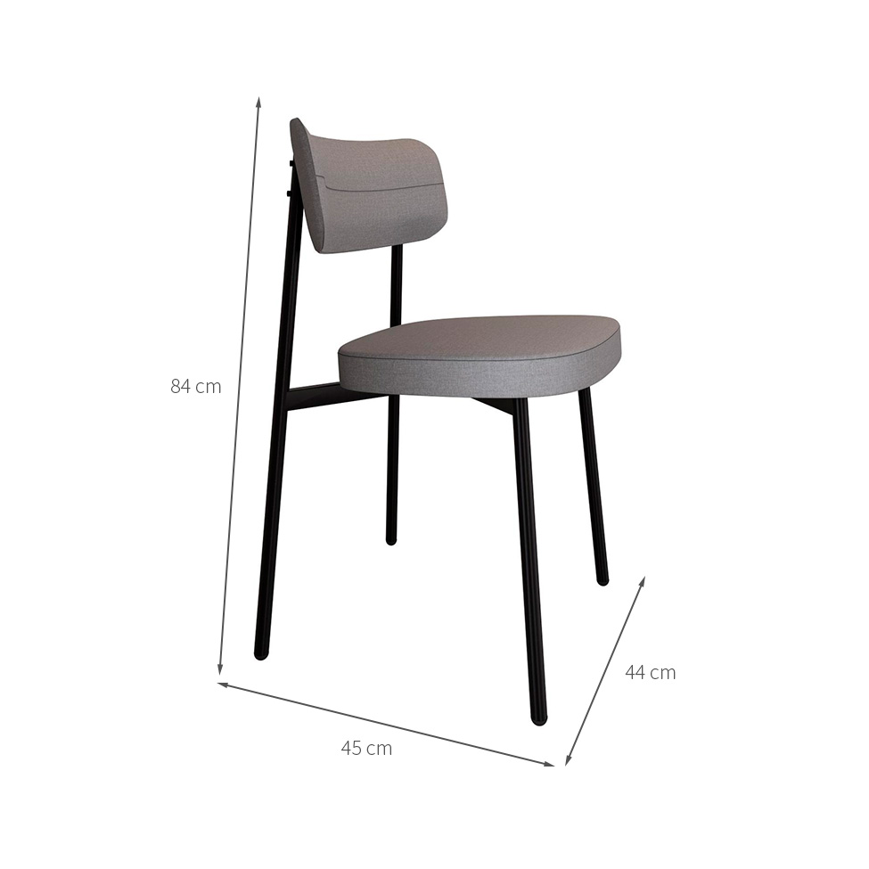 Conjunto de 4 Cadeiras Alloa Cinza Claro e Preta