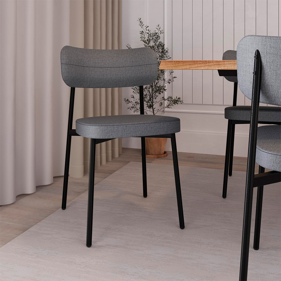Conjunto de 4 Cadeiras Alloa Cinza e Preta