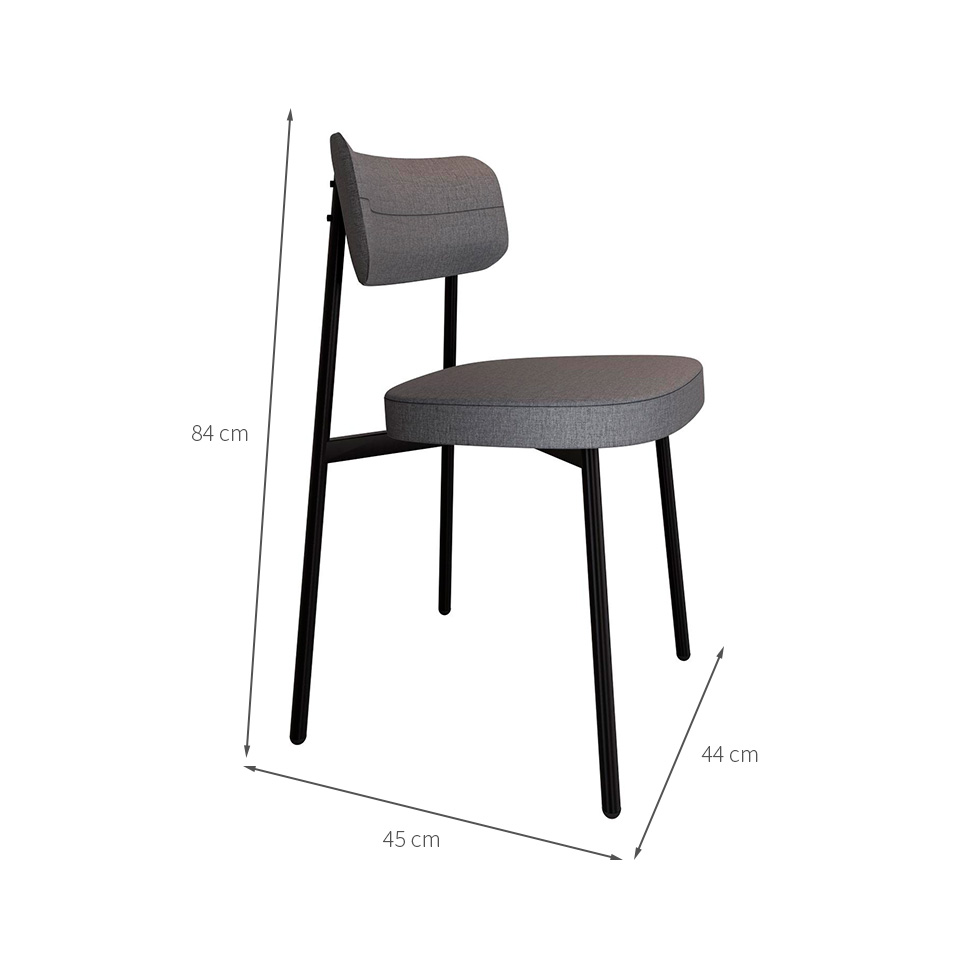 Conjunto de 4 Cadeiras Alloa Cinza e Preta