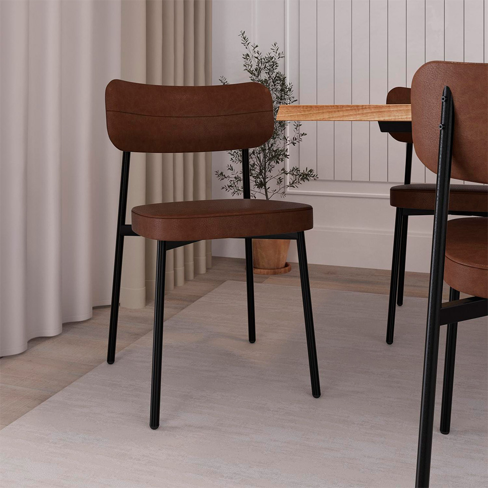 Conjunto de 4 Cadeiras Alloa Marrom e Preta
