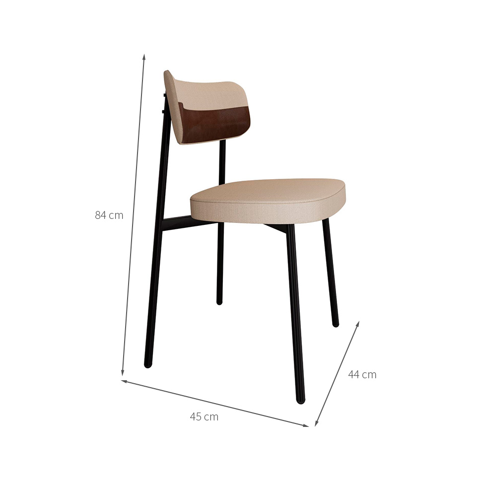 Conjunto de 4 Cadeiras Alloa com Detalhe Marrom Polipropileno Areia