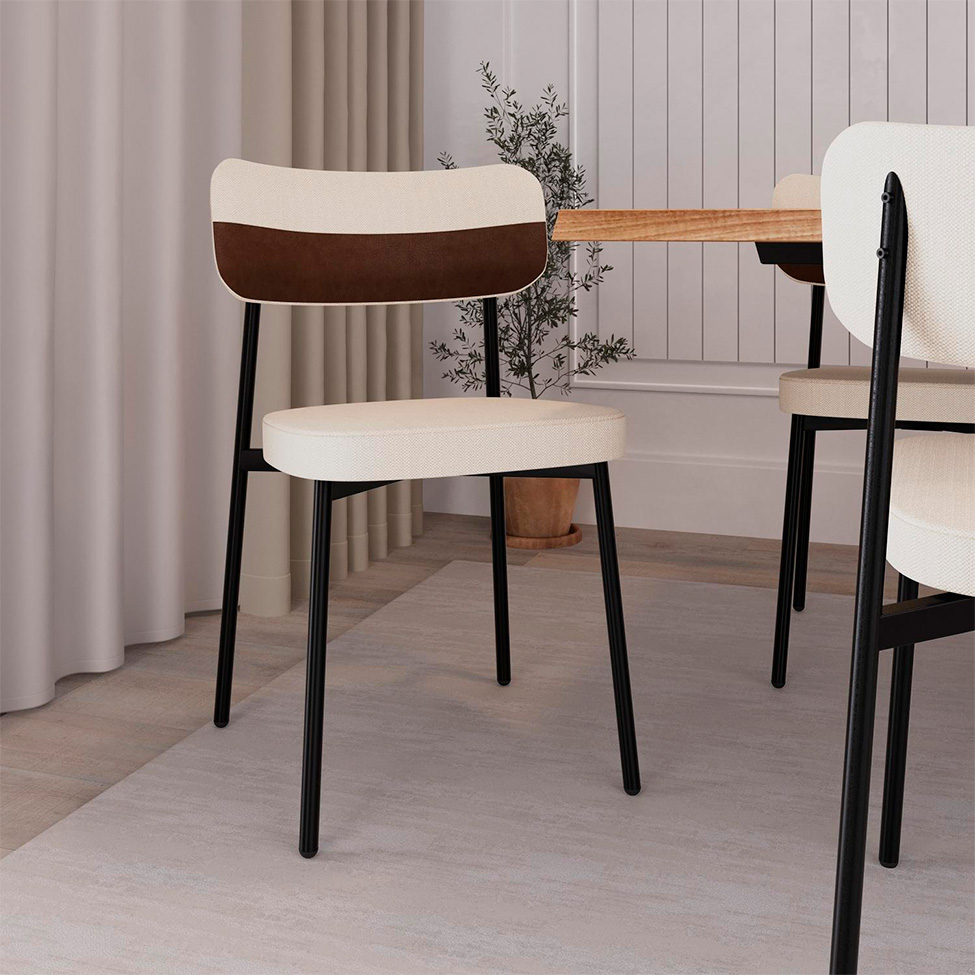 Conjunto de 4 Cadeiras Alloa com Detalhe Marrom Polipropileno Branca