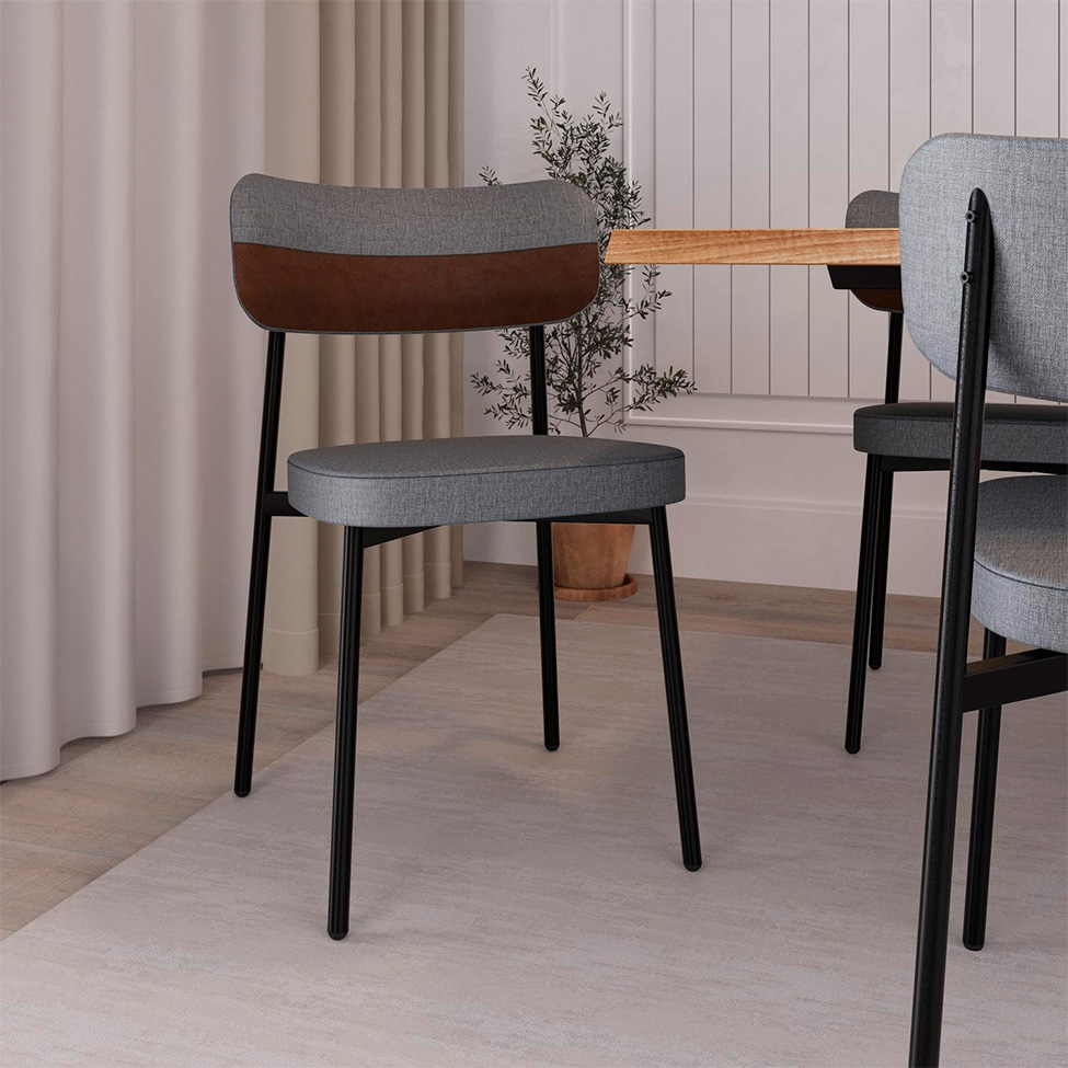Conjunto de 4 Cadeiras Alloa com Detalhe Marrom Polipropileno Cinza