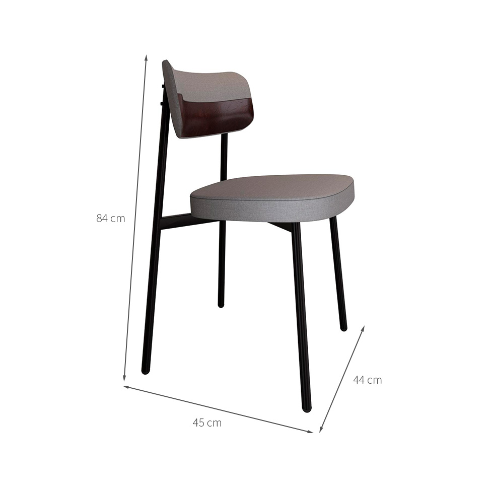 Conjunto de 4 Cadeiras Alloa com Detalhe Marrom Polipropileno Cinza Claro e Preta
