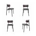 Conjunto de 4 Cadeiras Alloa com Detalhe Marrom Polipropileno Cinza e Preta