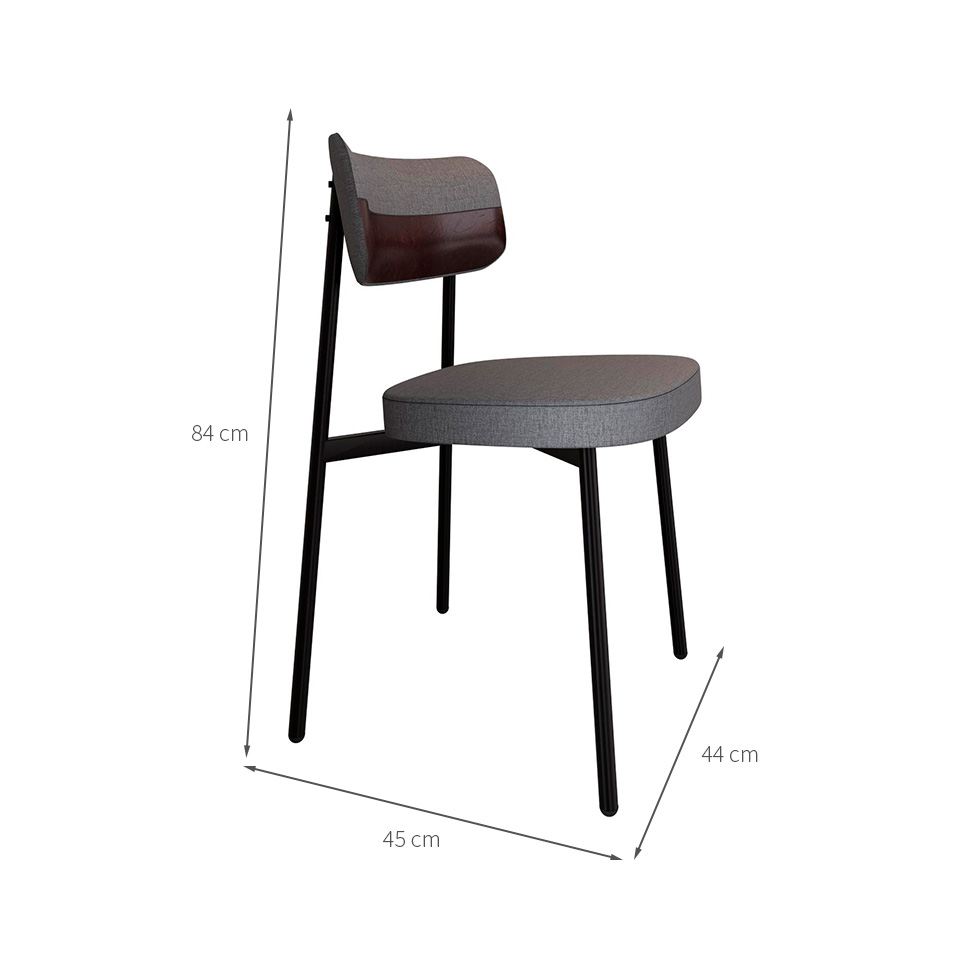 Conjunto de 4 Cadeiras Alloa com Detalhe Marrom Polipropileno Cinza e Preta