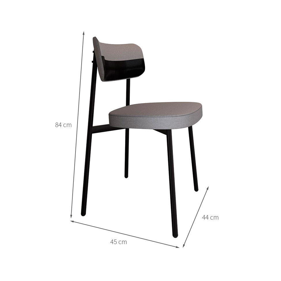 Conjunto de 4 Cadeiras Alloa com Detalhe Preto Polipropileno Cinza Claro