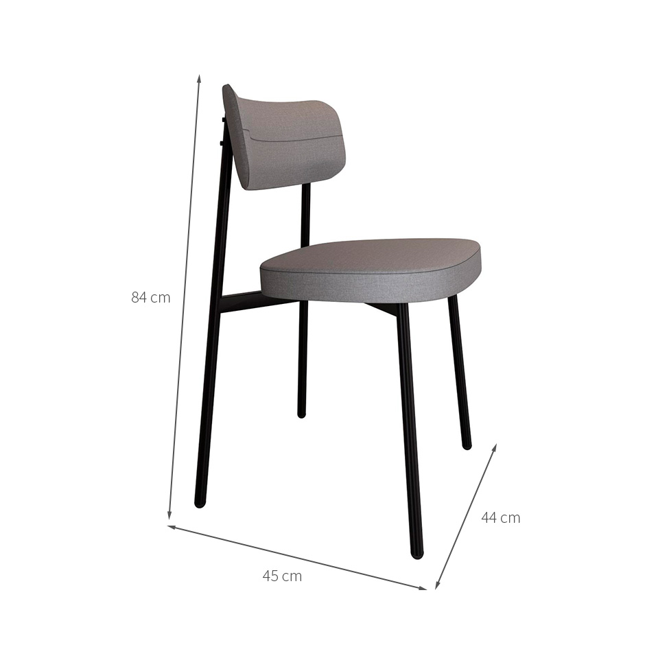 Conjunto de 6 Cadeiras Alloa Cinza Claro e Preta