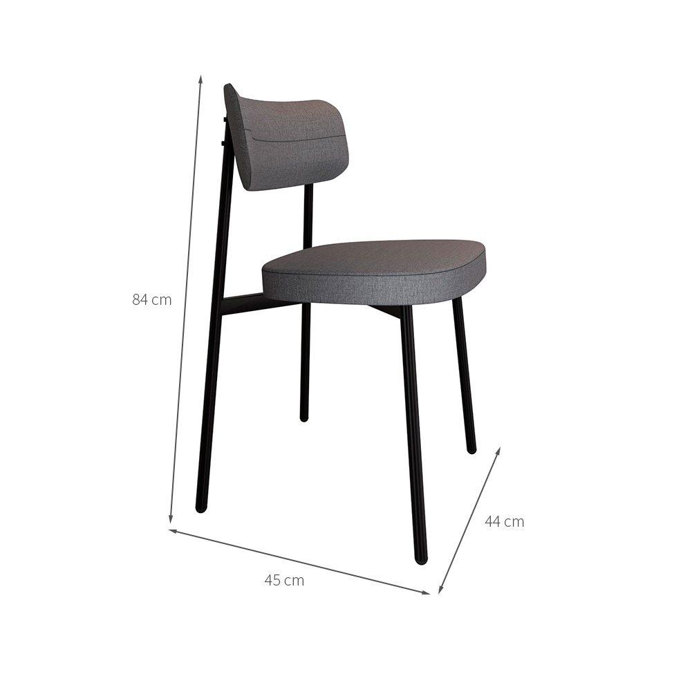 Conjunto de 6 Cadeiras Alloa Cinza e Preta