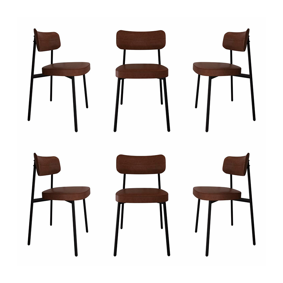 Conjunto de 6 Cadeiras Alloa Marrom e Preta