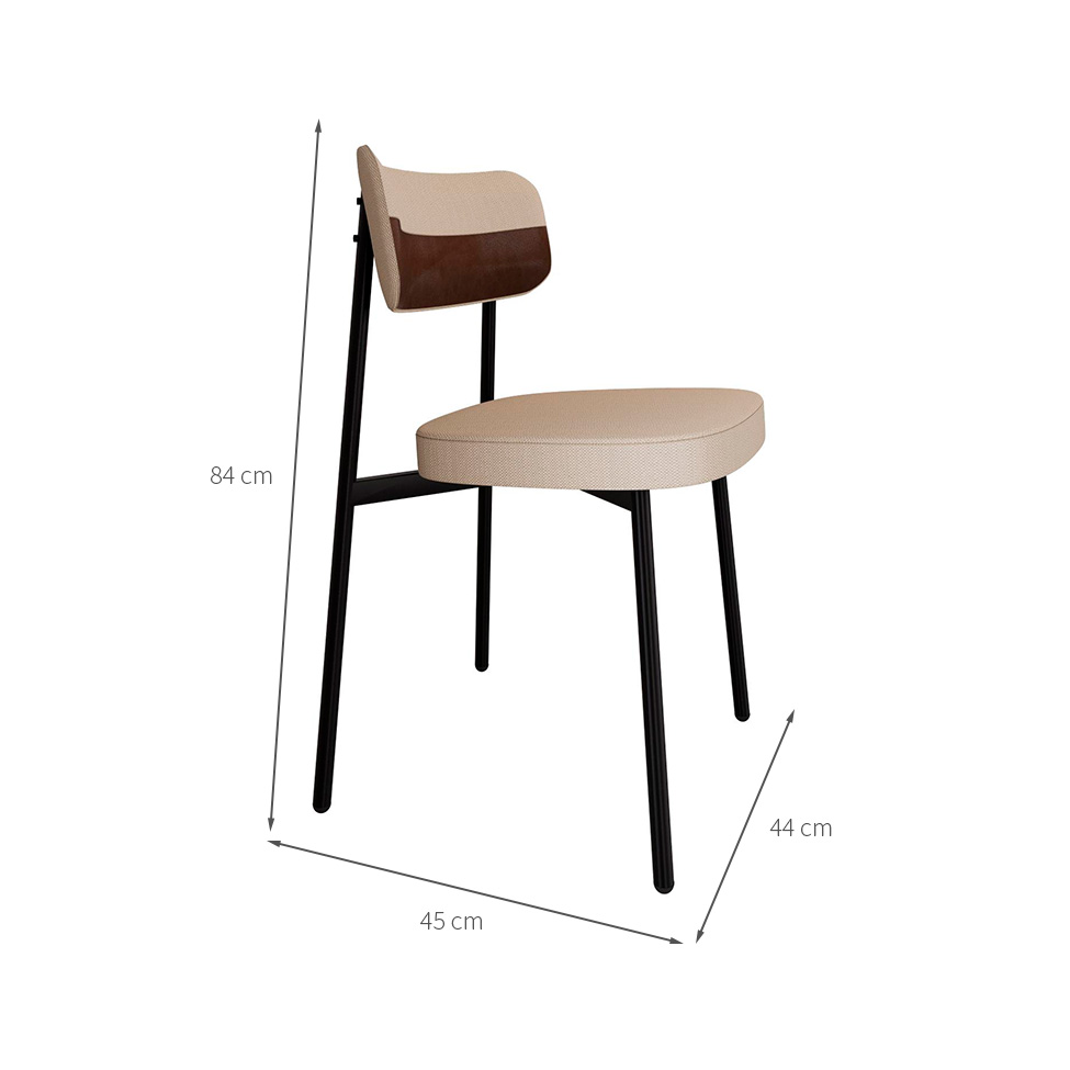 Conjunto de 6 Cadeiras Alloa com Detalhe Marrom Polipropileno Areia