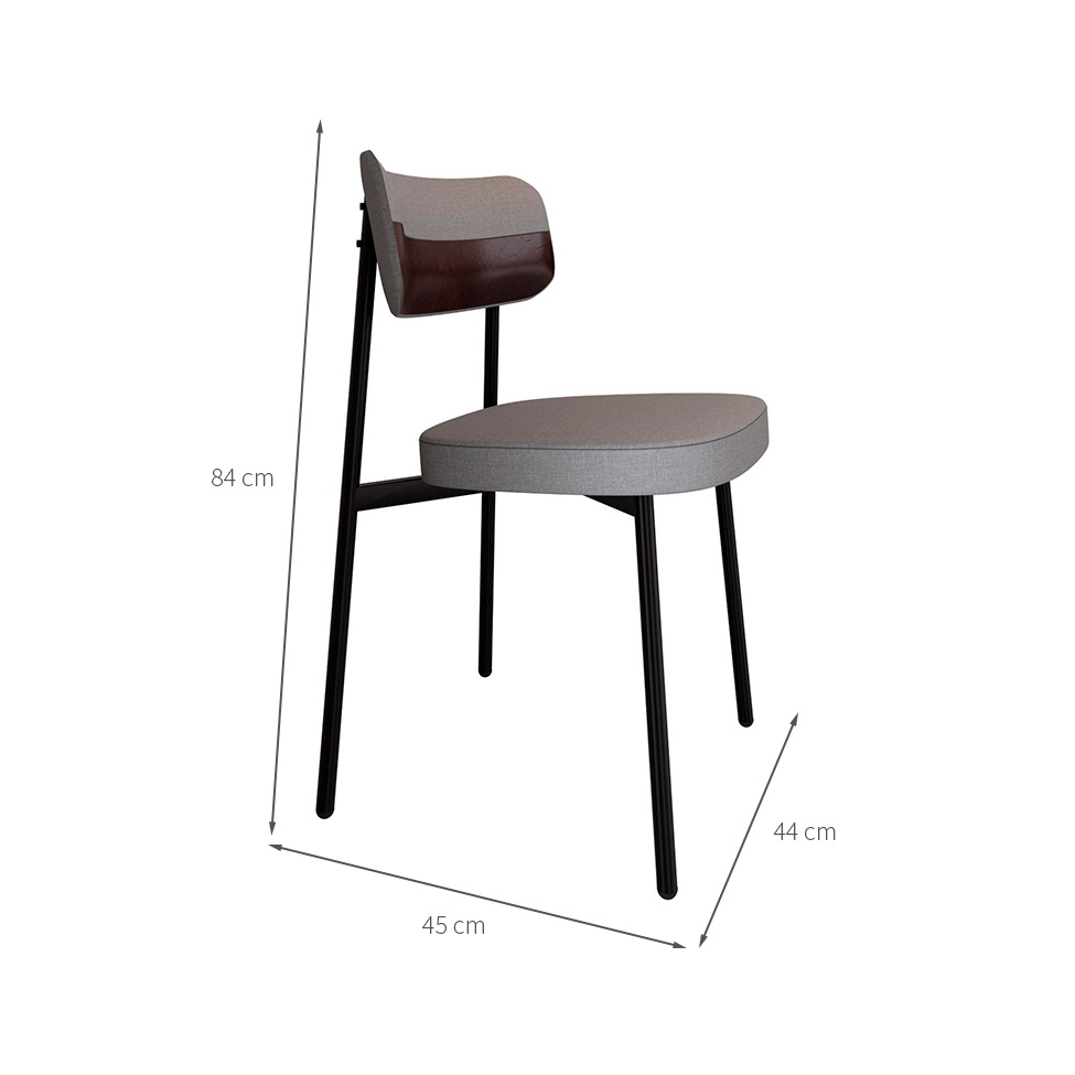 Conjunto de 6 Cadeiras Alloa com Detalhe Marrom Polipropileno Cinza Claro e Preta