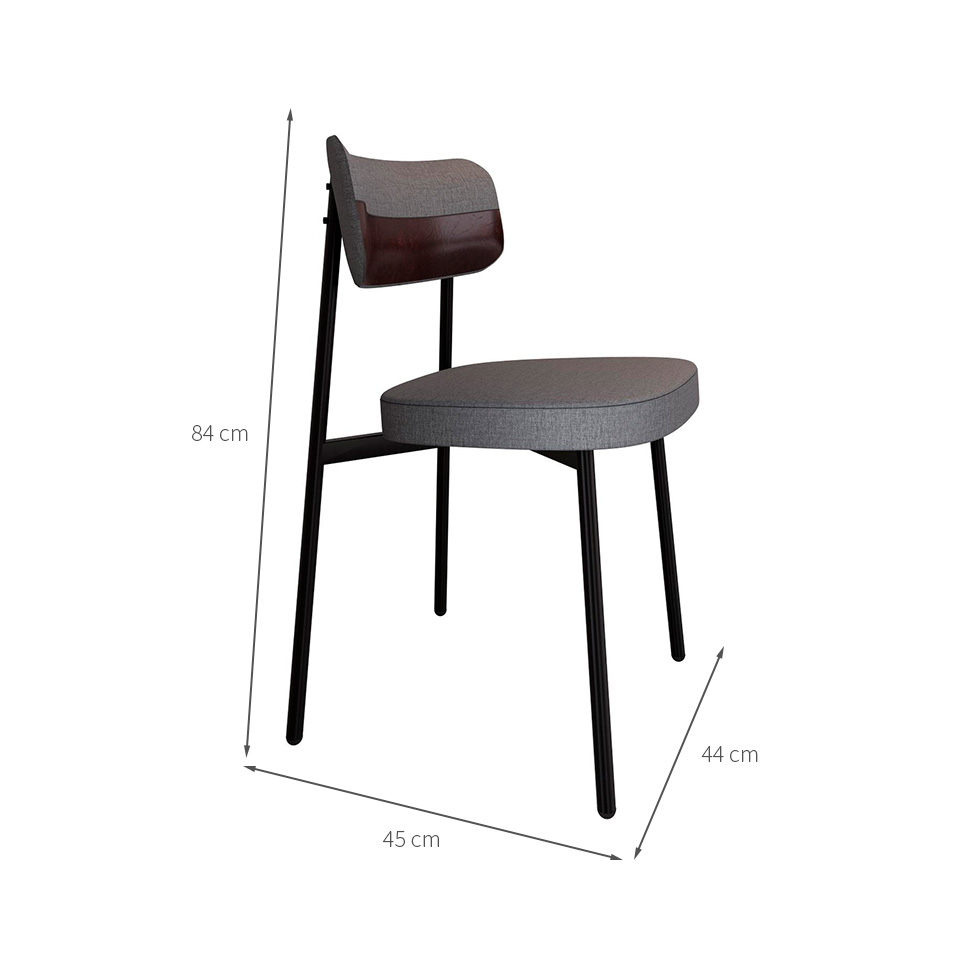 Conjunto de 6 Cadeiras Alloa com Detalhe Marrom Polipropileno Cinza e Preta