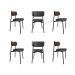 Conjunto de 6 Cadeiras Alloa com Detalhe Marrom Polipropileno Grafite