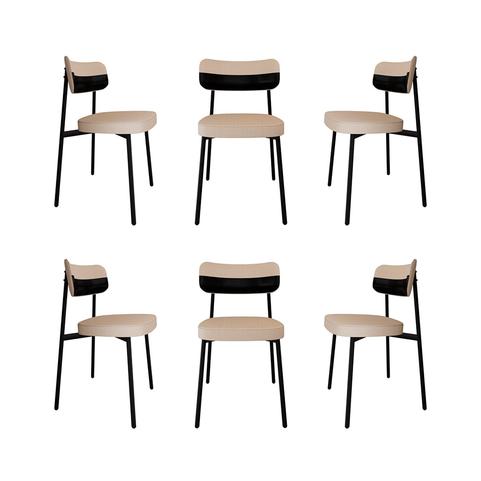 Conjunto de 6 Cadeiras Alloa com Detalhe Preto Polipropileno Areia e Preta