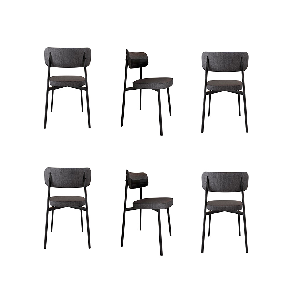 Conjunto de 6 Cadeiras Alloa com Detalhe Preto Polipropileno Grafite e Preta