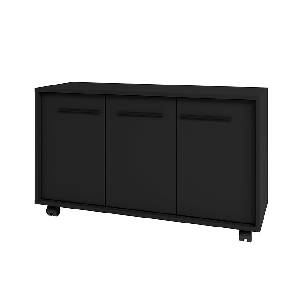 Conjunto de Armário de Escritório Tessa 3 PT com Buffet Line 2 PT Preto