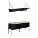 Conjunto de Banco Sapateira com Prateleira Oslo  Nero e Dourado