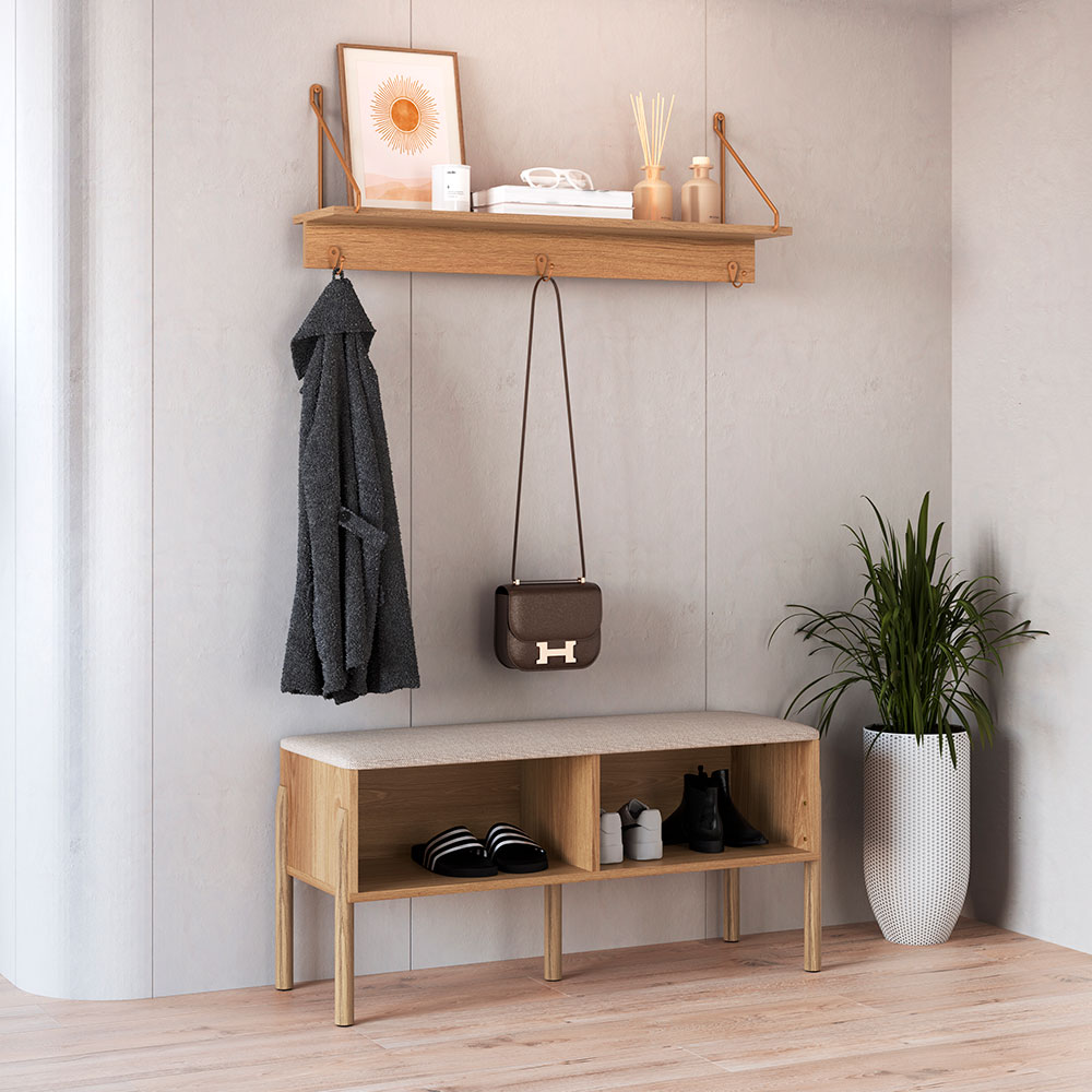 Conjunto de Banco Sapateira com Prateleira Oslo Hanover