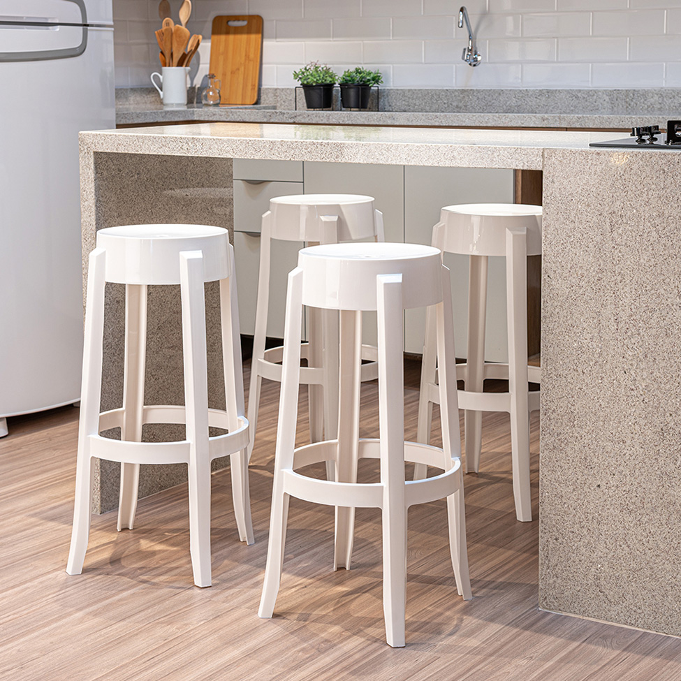 Conjunto de Banquetas de Pástico Shine Branca