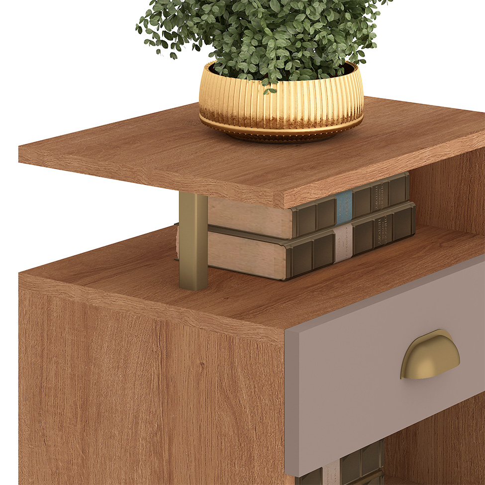 Conjunto de Cabeceira Casal com 2 Mesas de Apoio Duna 2 GV Mel e Fendi
