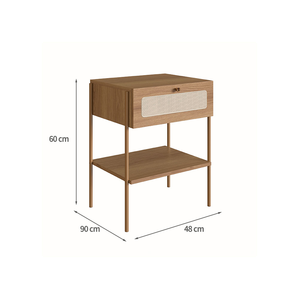 Conjunto de Cabeceira Casal com 2 Mesas de Apoio Oslo 1 GV Hanover e Dourado