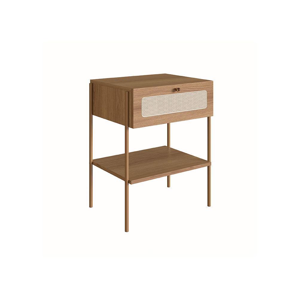 Conjunto de Cabeceira Casal com 2 Mesas de Apoio Oslo 1 GV Hanover e Dourado