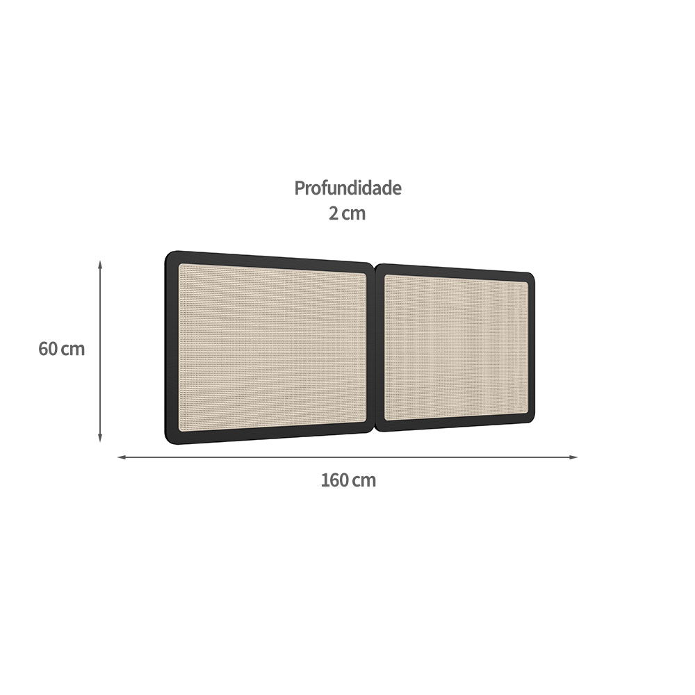 Conjunto de Cabeceira Casal com 2 Mesas de Apoio Oslo 1 GV Nero e Preta