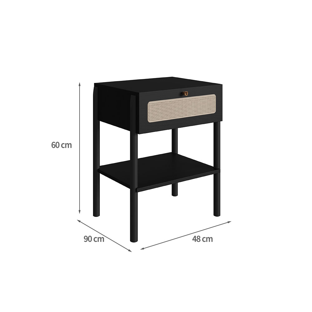 Conjunto de Cabeceira Casal com 2 Mesas de Apoio Oslo 1 GV Nero e Preta