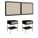 Conjunto de Cabeceira Casal com 2 Mesas de Apoio Oslo 1 GV Preto e Dourado